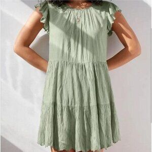 Aritzia Wilfred La Boheme Sidonie Ruffled Scalloped Dress Green Size Large